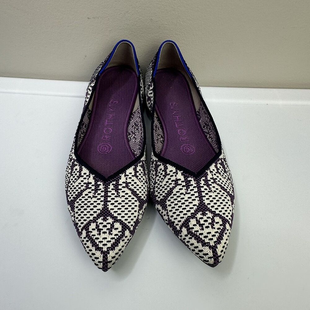 Rothys The Point Flat Shoes Violet Wisteria Women Size 7.5 Comfort Professional
